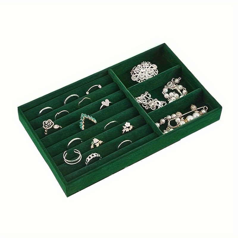 3pcs Dark Green Stackable Jewelry Tray Organizer